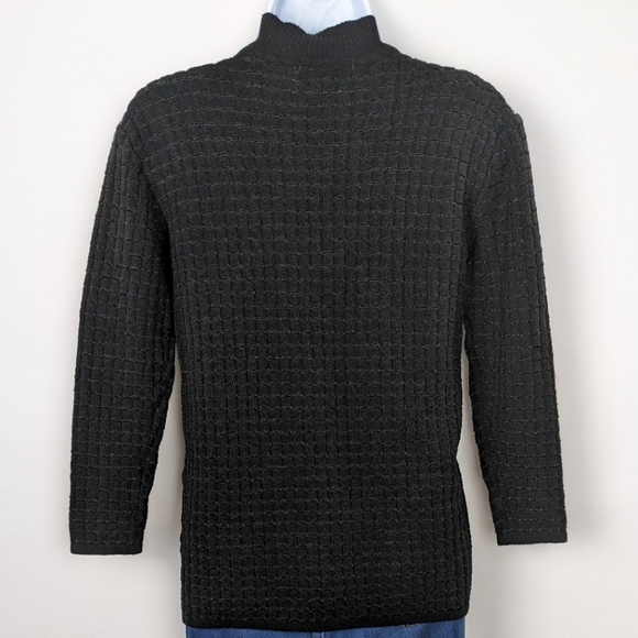 VINTAGE Size S Adolfo Black Wool-Blend Mock Turtleneck Knit Sweater / Jumper - Picture 3 of 7